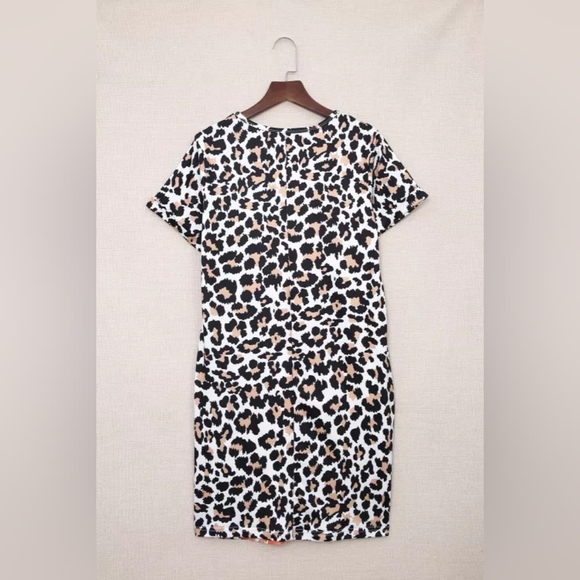 Leopard Reverse Tie Dye Rainbow Pocket Mini Dress - Picture 3 of 4